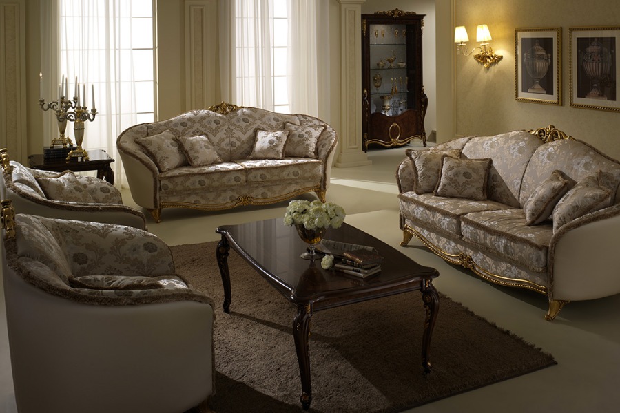 Renaissance-inspired living room with classical elements